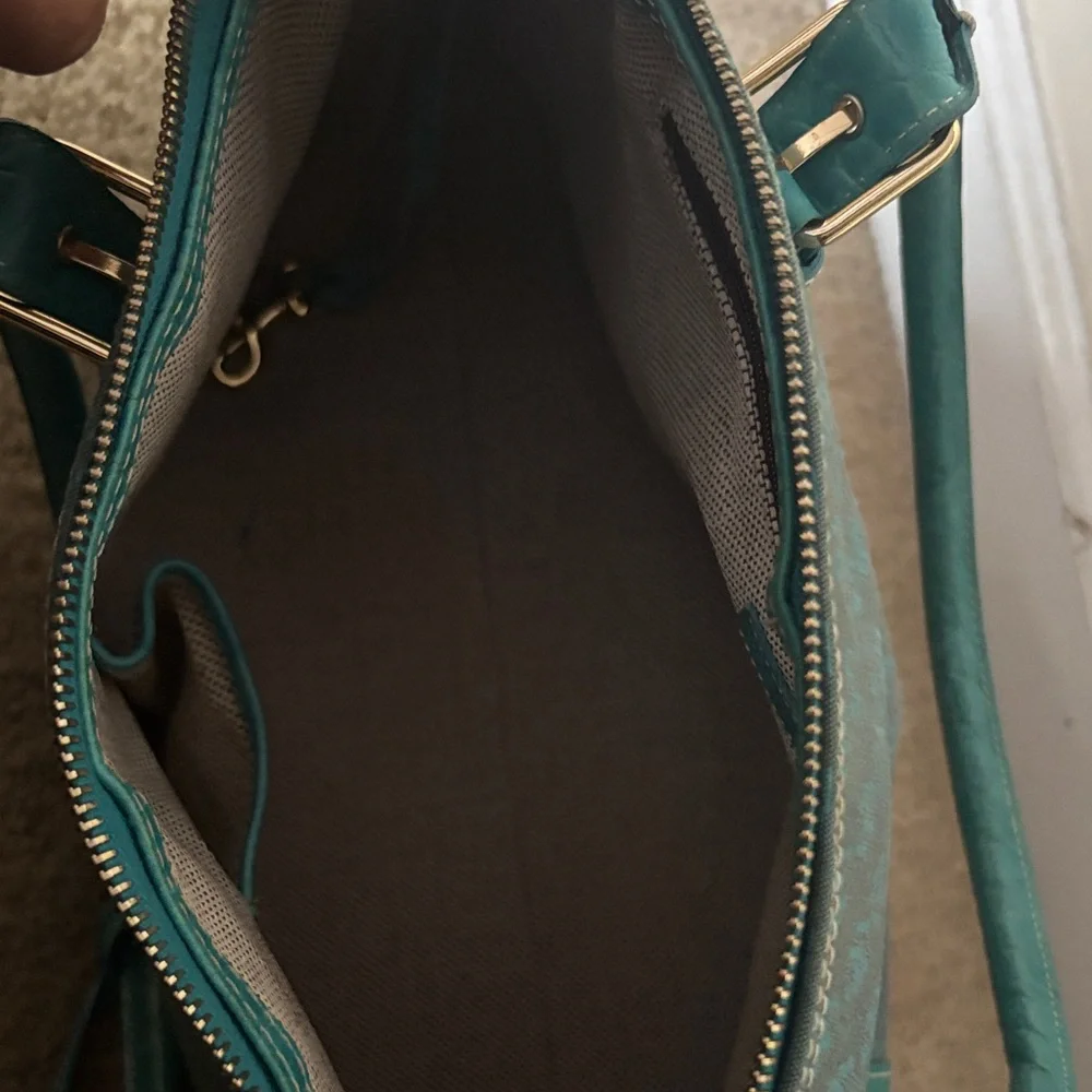 Dooney & Bourke Teal and Dark Green Satchel - Picture 8 of 8